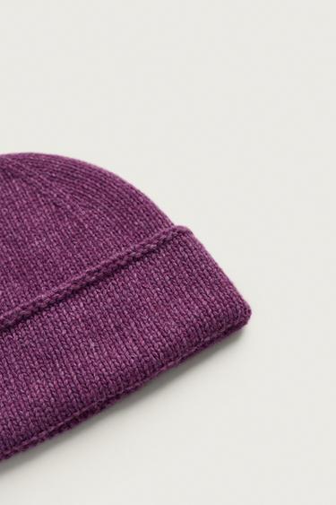WOOL BLEND KNIT BEANIE — Burgundy 3