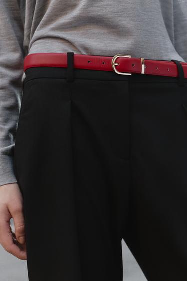 STRAIGHT-LEG TROUSERS WITH BELT - Black by Zara - Image 2