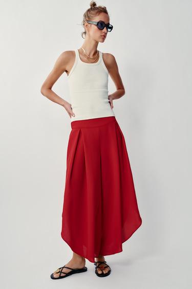 FLOWING TROUSERS WITH SLITS - Cherry red by Zara