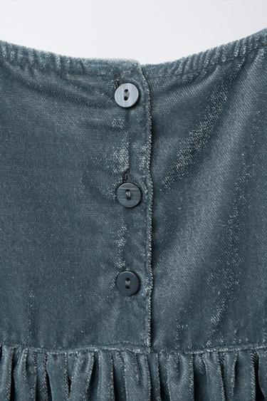 ROBE EN VELOURS BRODÉE - Bleu de Zara - Image 3