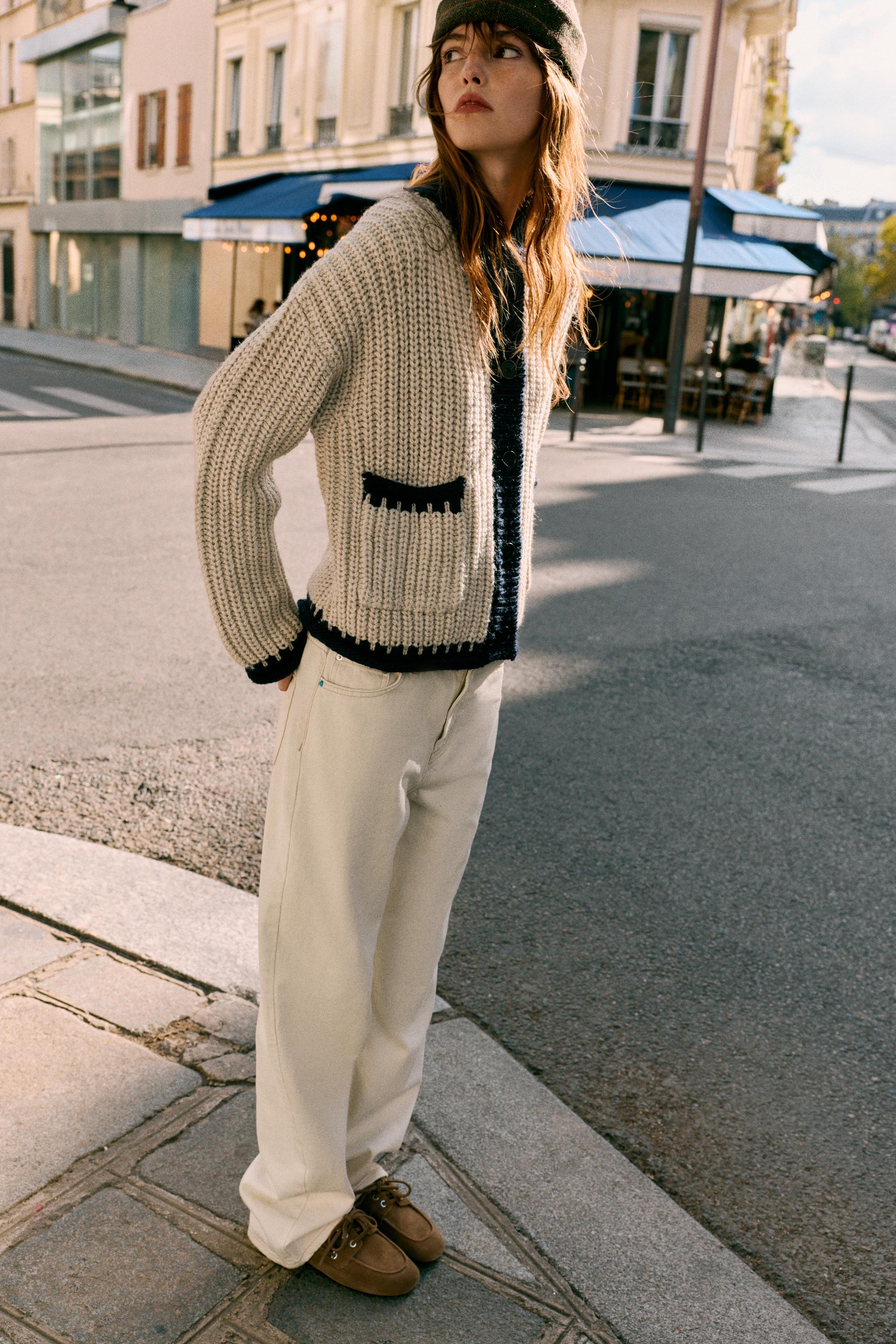CONTRAST TRIM CARDIGAN - Light camel | ZARA United States