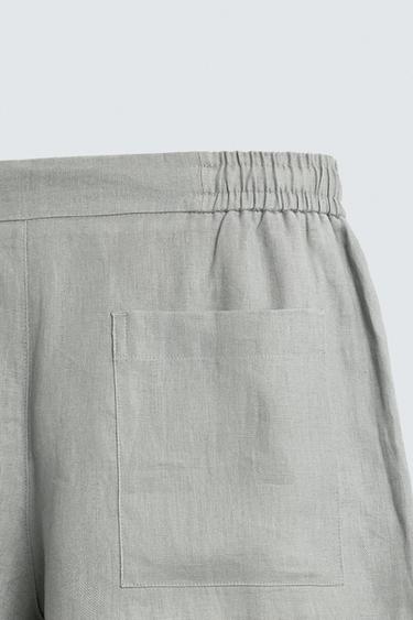100% LINEN RELAXED FIT BERMUDA SHORTS - Light grey by Zara - Image 9