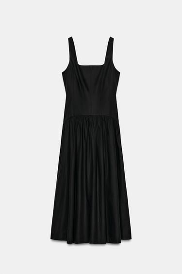 Zara Siyah - ZW COLLECTION KATLAMALI ASKILI ELBİSE