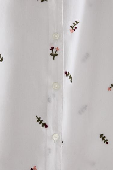 CHEMISE BRODERIE FLEURS - Blanc de Zara - Image 2