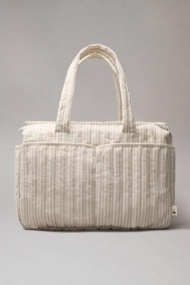 STRIPED MATERNITY BAG - Camel Brown by Zara