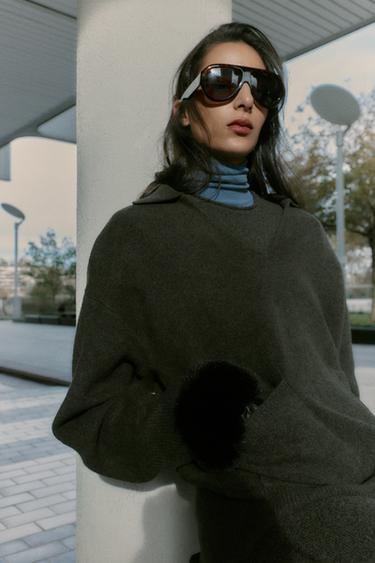 SOFT-TOUCH PLAIN KNIT JUMPER - Green marl by Zara