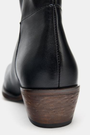 BOTTINES COW-BOY EN CUIR - Noir de Zara - Image 7