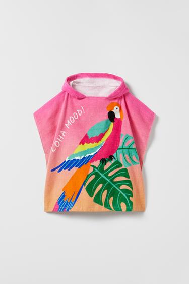 Zara “ALOHA MOOD” TERRYCLOTH PONCHO - Fuchsia