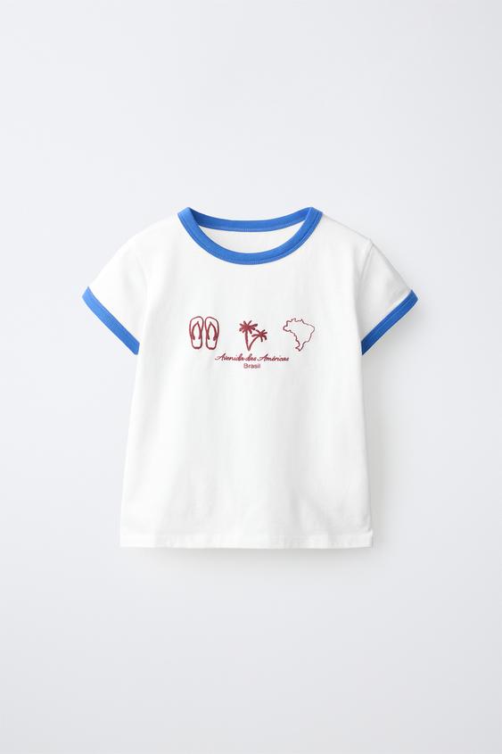 TEXT PRINT RAGLAN SLEEVE T-SHIRT - Blue by Zara - Image 0