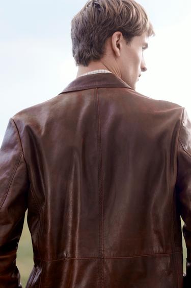 LIMITED EDITION LEATHER SUIT BLAZER - Brown by Zara - Image 2