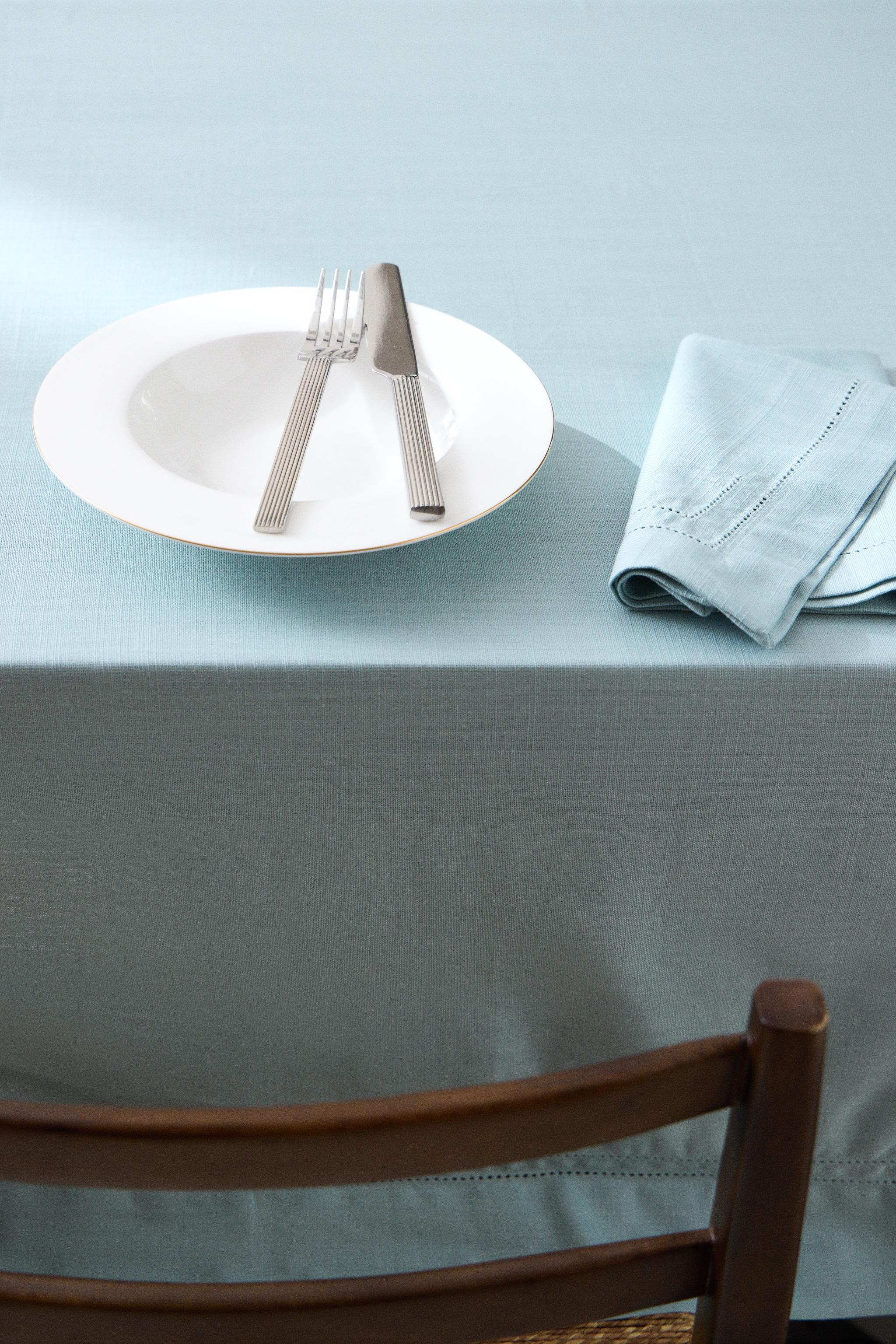 Zara HEMSTITCHED COTTON TABLECLOTH — фото 6