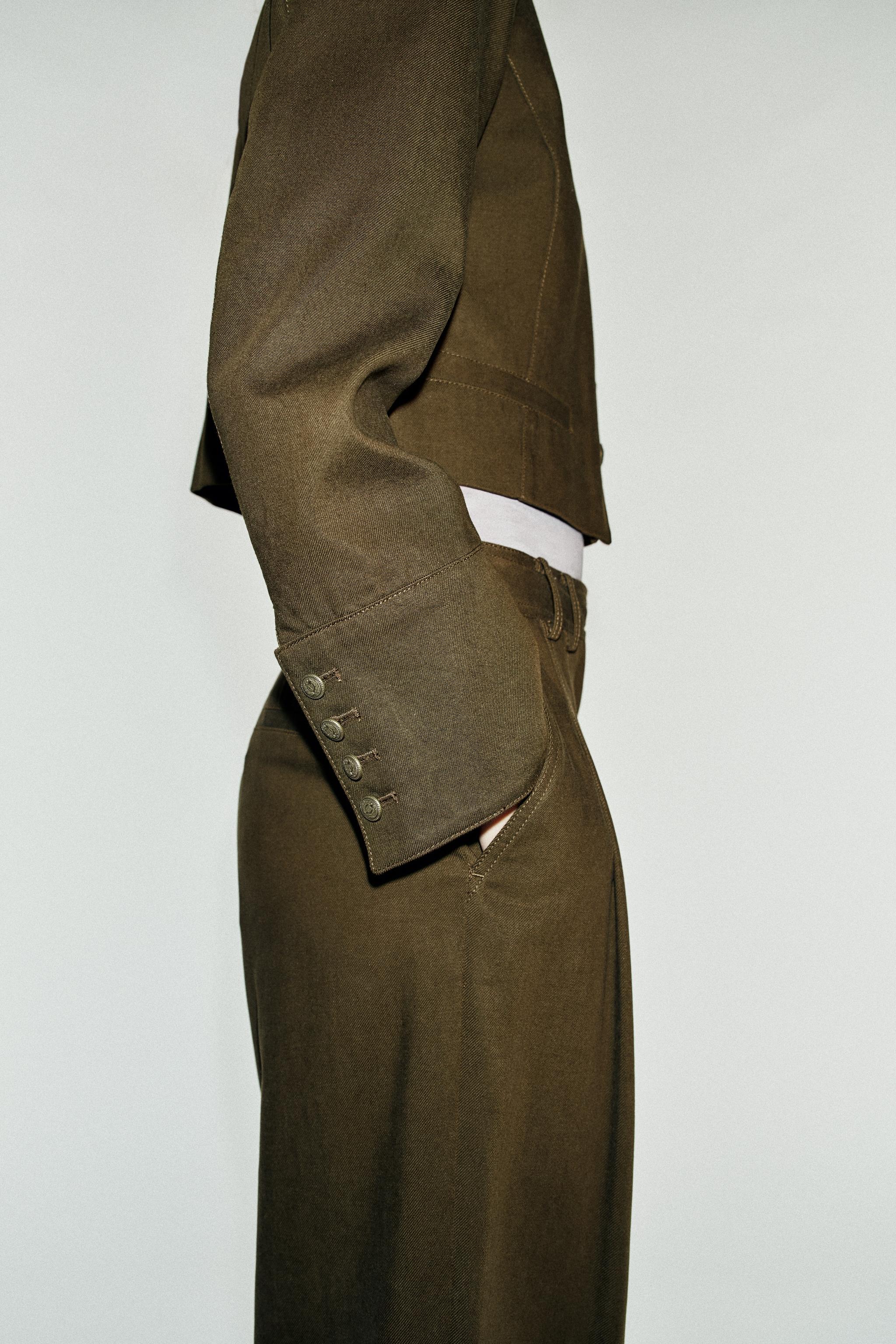 Женские куртки Zara CROPPED JACKET WITH SHOULDER PADS — фото 3