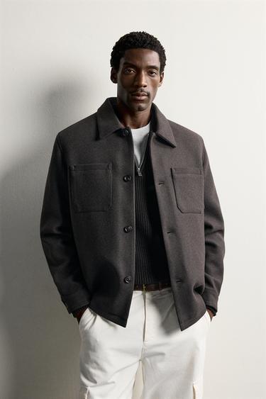 CONTRAST QUILTED OVERSHIRT — Brown 1