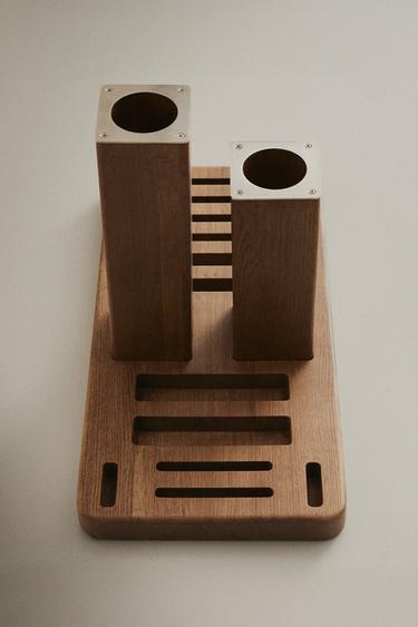 WOODEN STAND WITH BARS AND DISCS - Light beige by Zara