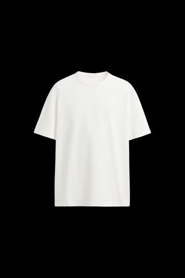 Zara HEAVYWEIGHT BASIC RIBBED T-SHIRT - Oyster-white - Image 0