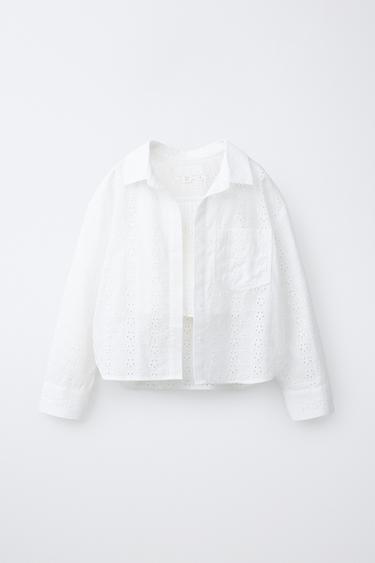 PACK SHIRT WITH SCHIFFLI TOP - Oyster-white by Zara - Image 0