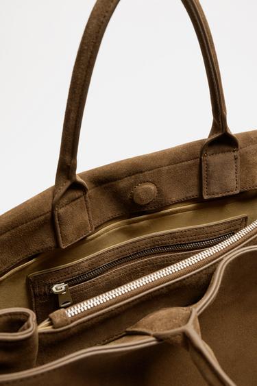 SAC À MAIN EN CUIR - Marron de Zara - Image 7