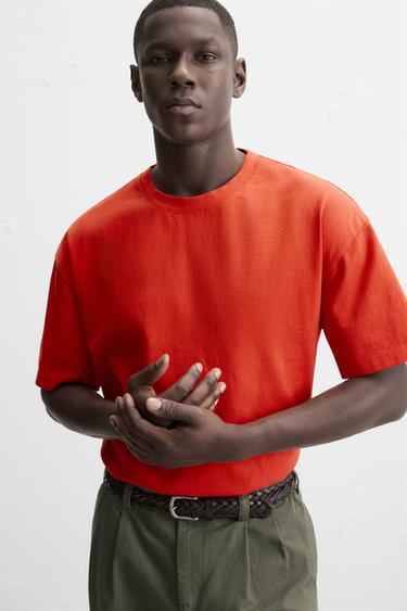 T-SHIRT HEAVY WEIGHT BASIQUE - Orange vif de Zara - Image 4