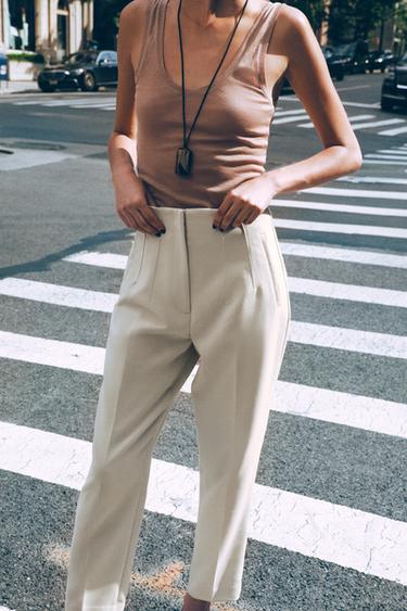 PANTALÓN TIRO ALTO - Blanco roto de Zara