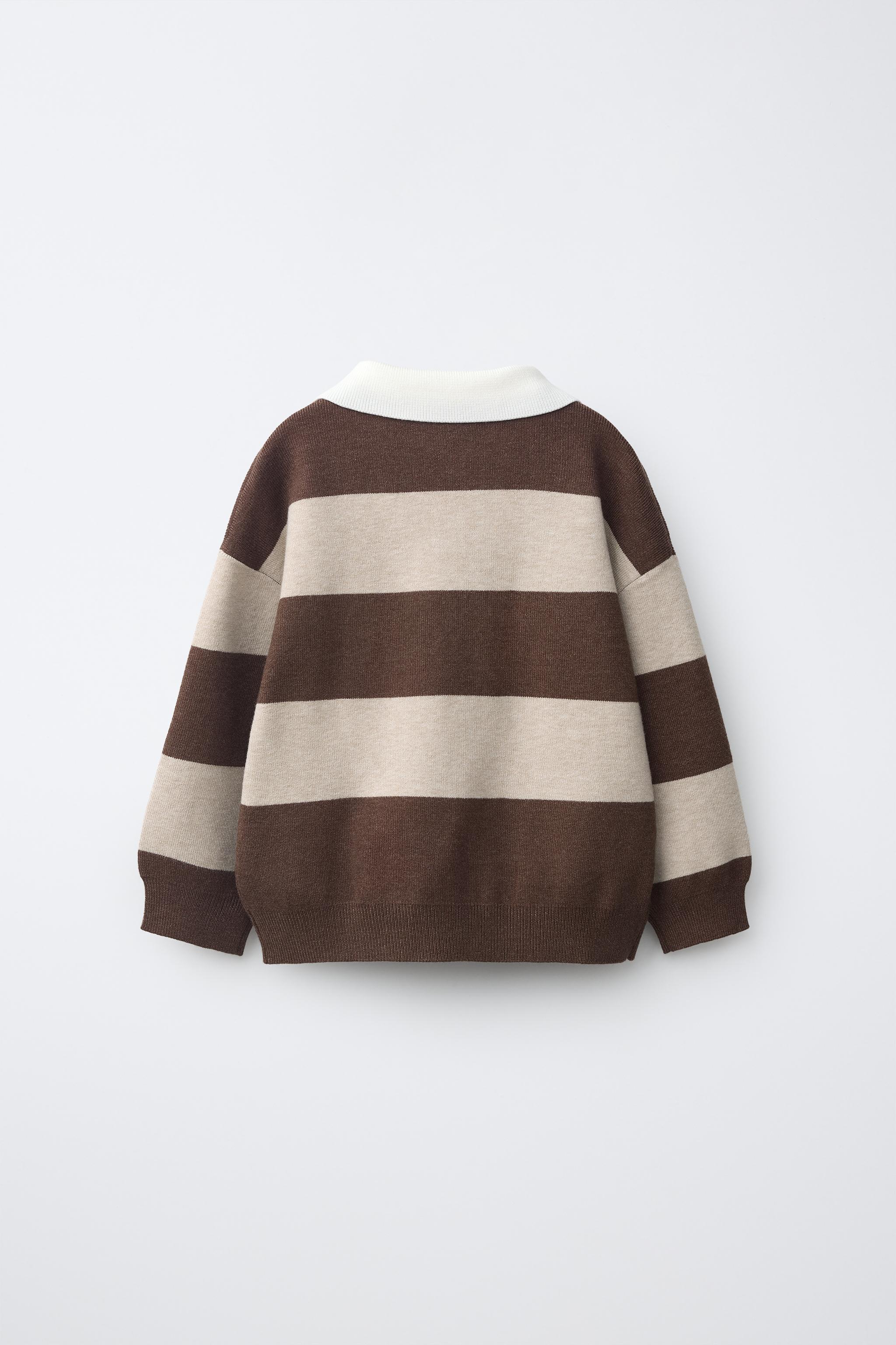 STRIPED KNIT POLO WITH BEAR PATCH