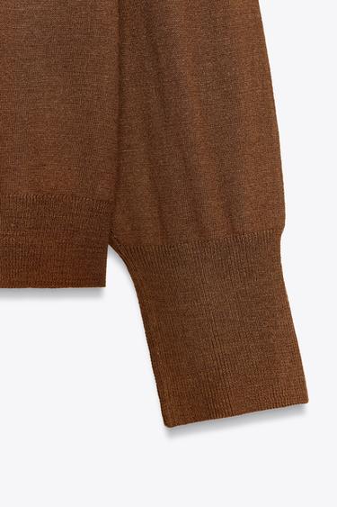 FINE KNIT BOW SWEATER - Brown by Zara - Image 6