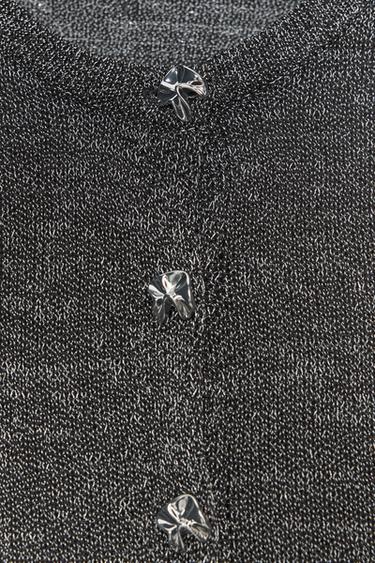 VESTE FIL MÉTALLISÉ BOUTONS - Argent foncé de Zara - Image 4
