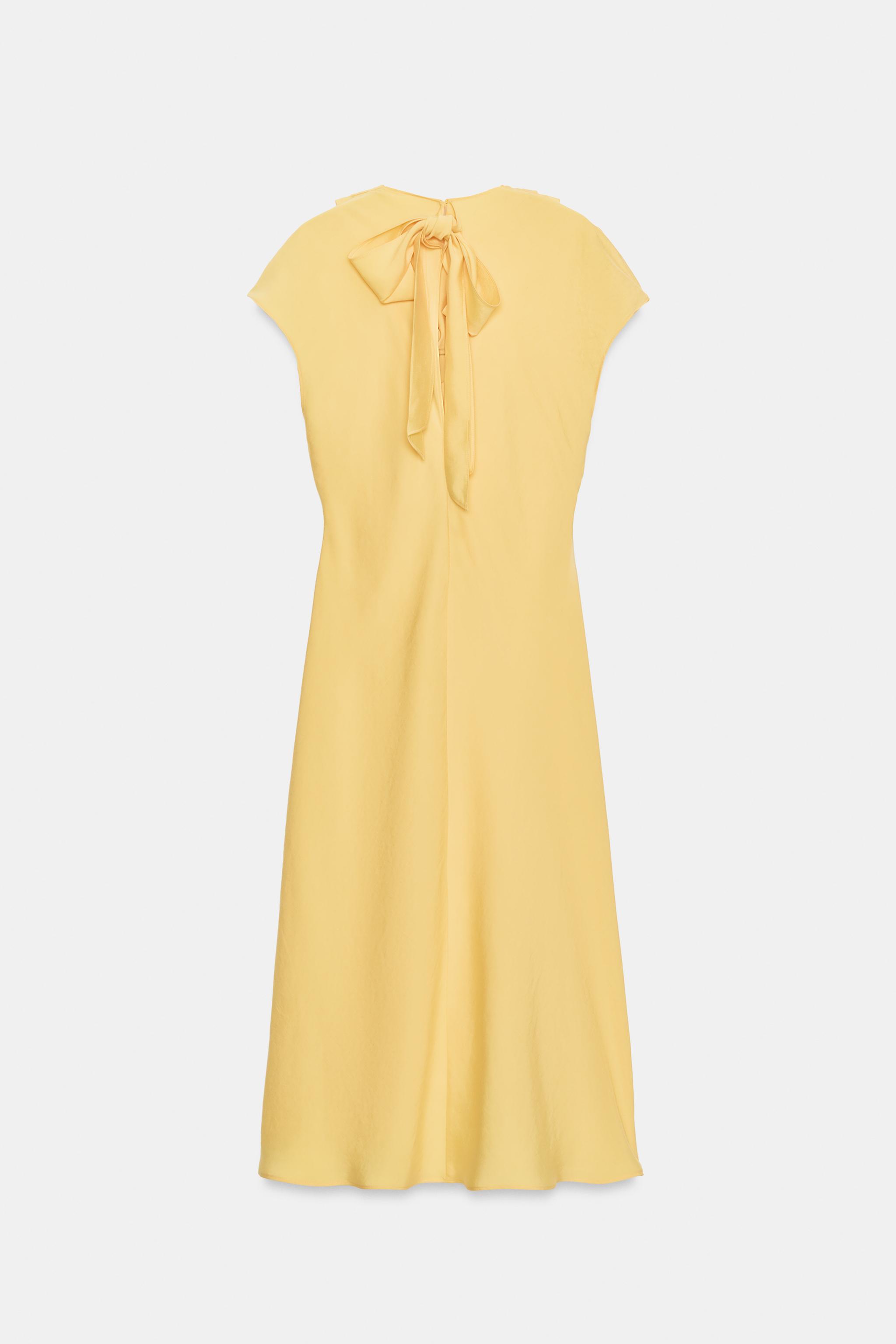 yellow midi dress zara BUTTONED MIDI DRESS - Yellow