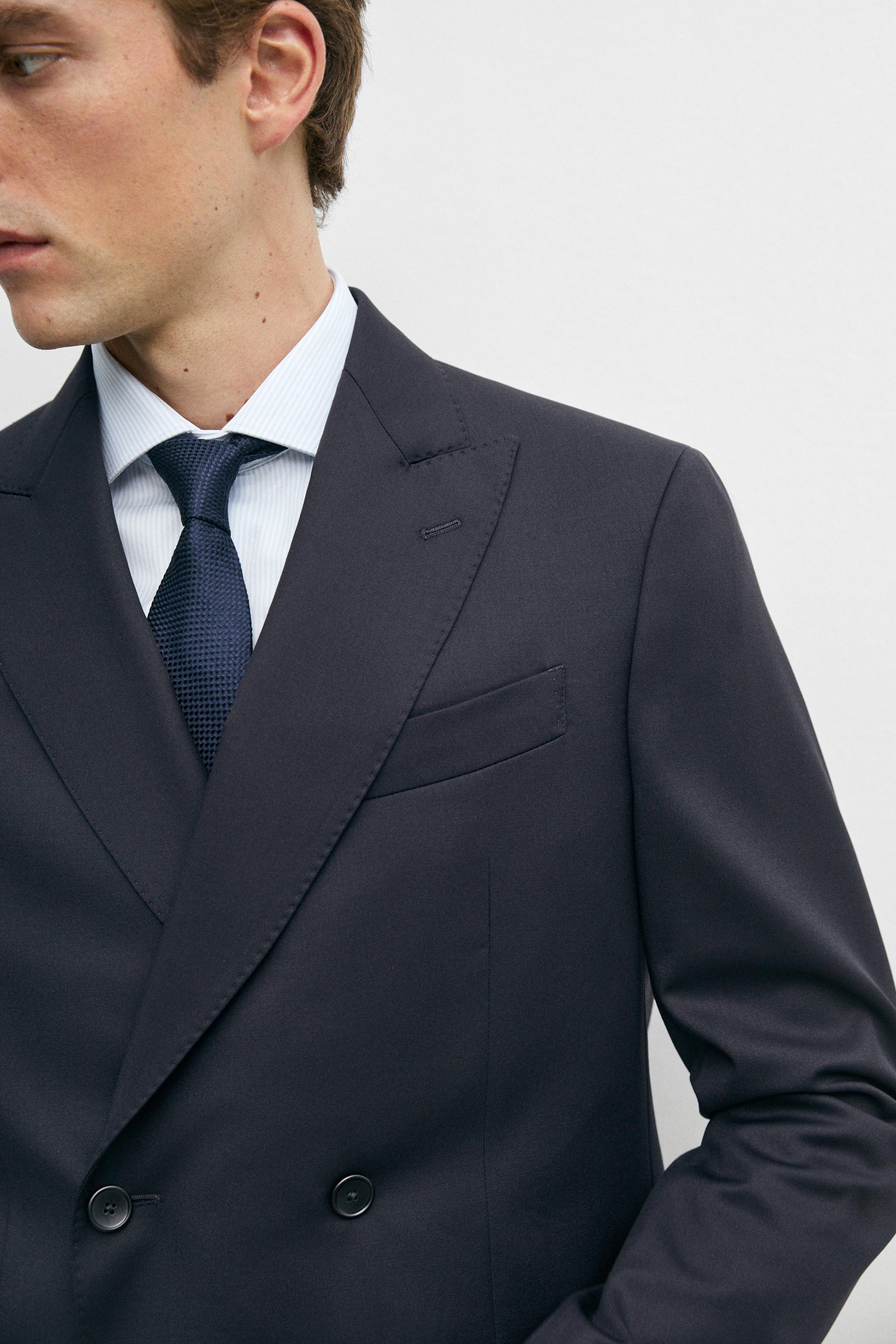 100% cool wool double-breasted suit blazer