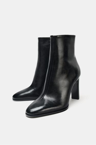 LEATHER HIGH-HEEL ANKLE BOOTS - Black by Zara - Image 2