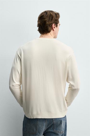 PULL EN MAILLE MÉLANGÉE VISCOSE - Blanc cassé de Zara - Image 2