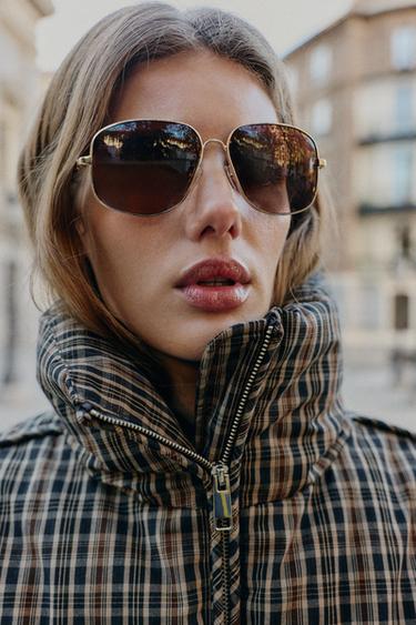CHECK QUILTED ANORAK - Brown by Zara