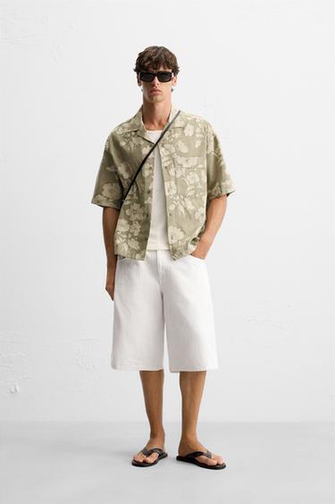 FLORAL JACQUARD SHIRT - Sage Green by Zara
