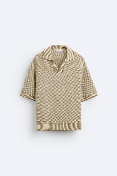 POLO EN MAILLE STRUCTURÉ - Vert huile de Zara