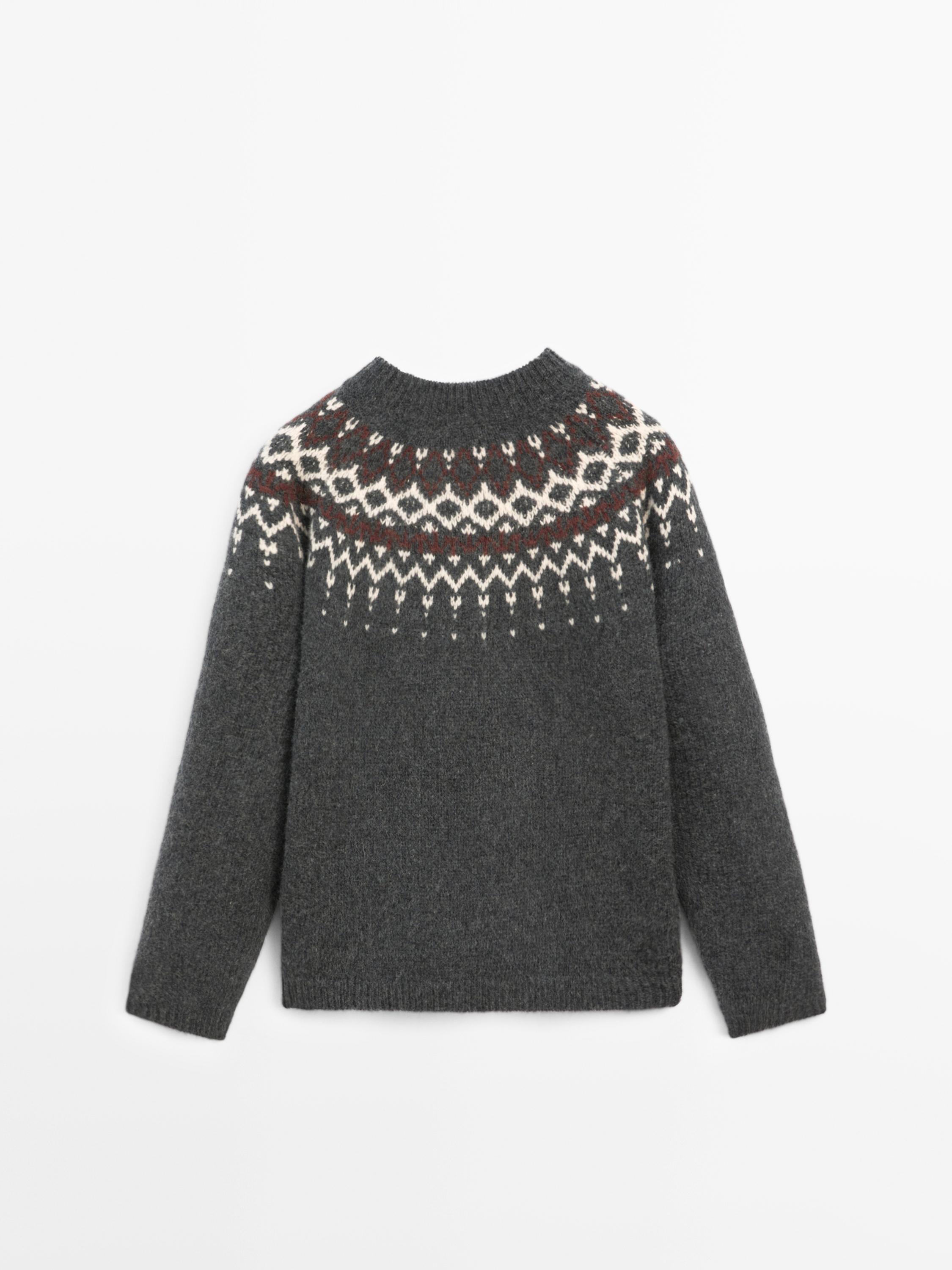 Pull en maille jacquard 100 % laine