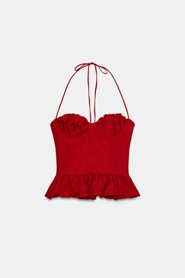 COMBINED BOUCLÉ TOP - Bright red by Zara - Image 8