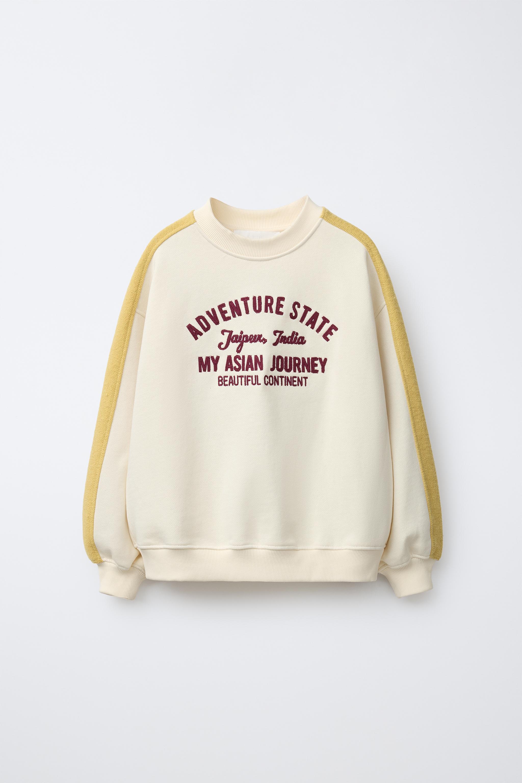 EMBROIDERED TEXT SWEATSHIRT - Oyster-white | ZARA United States