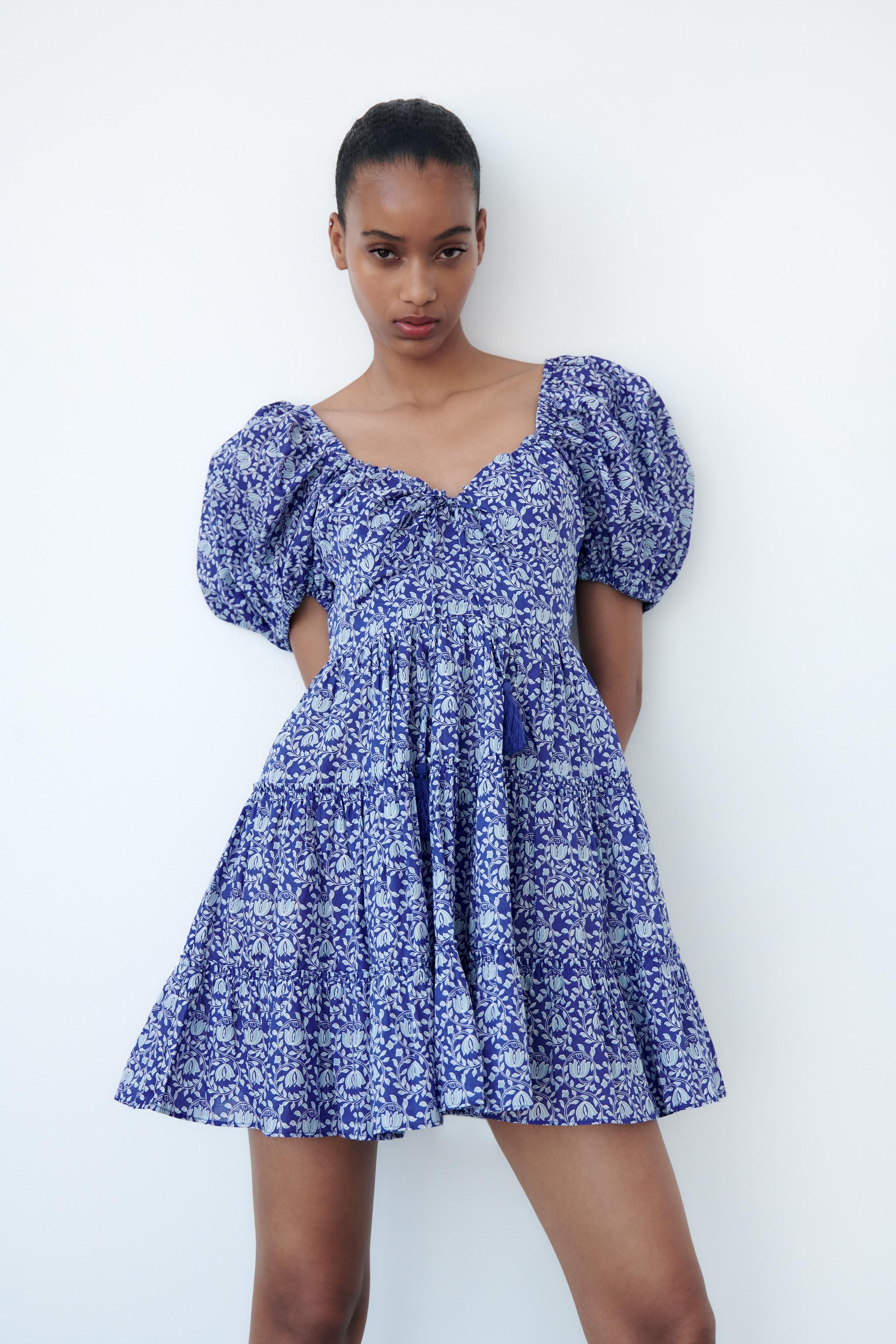 Blue floral zara store dress