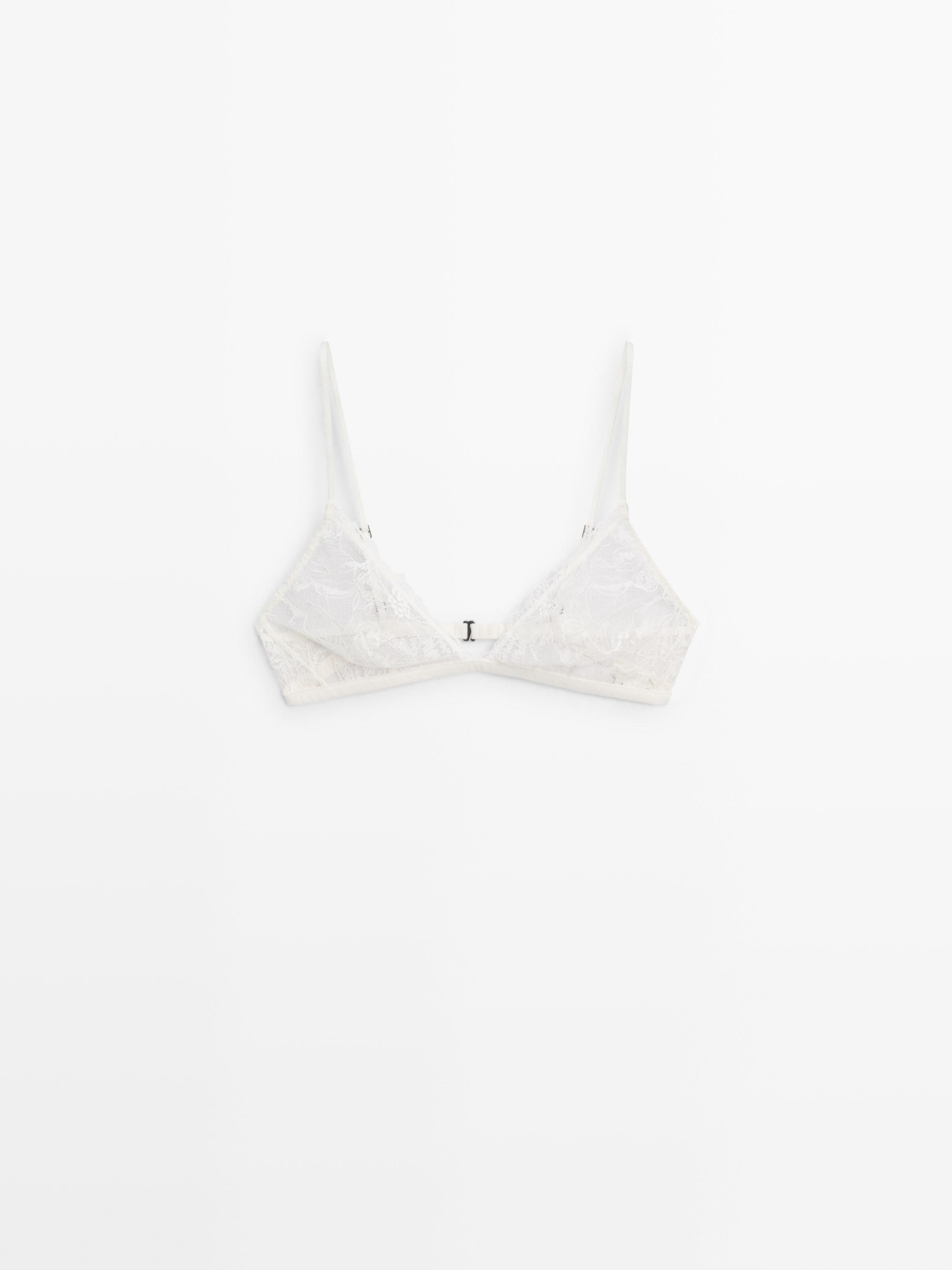 Lace bralette with scalloped details — Ecru