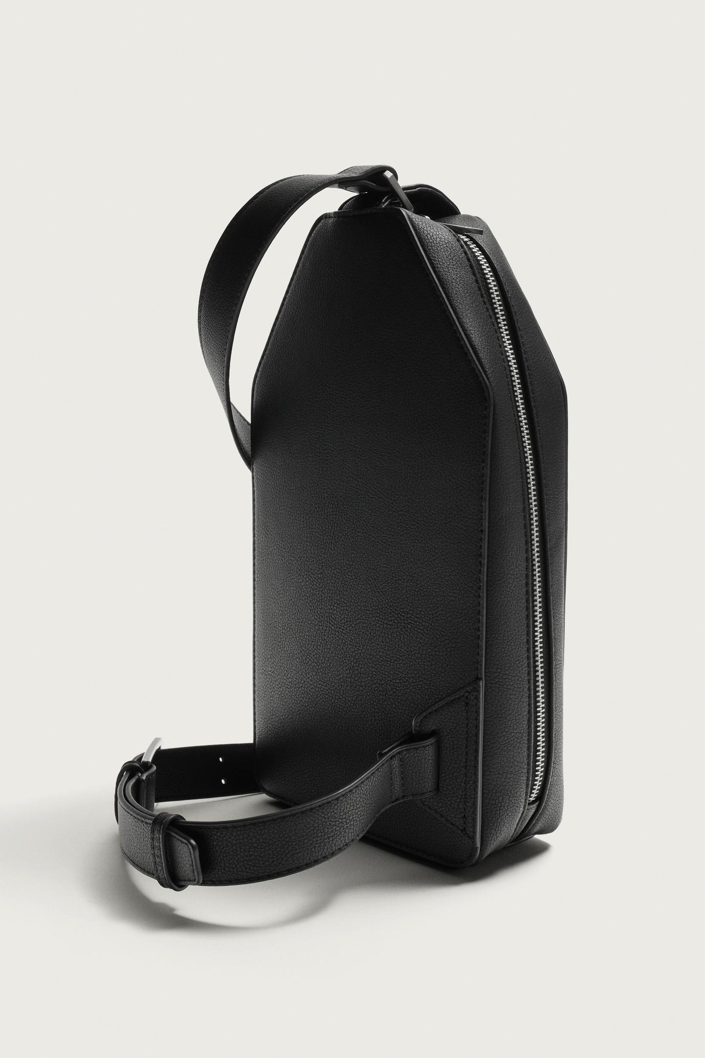 Мужская сумка Zara Vertical Textured Crossbody, цвет: Чёрный — фото 8