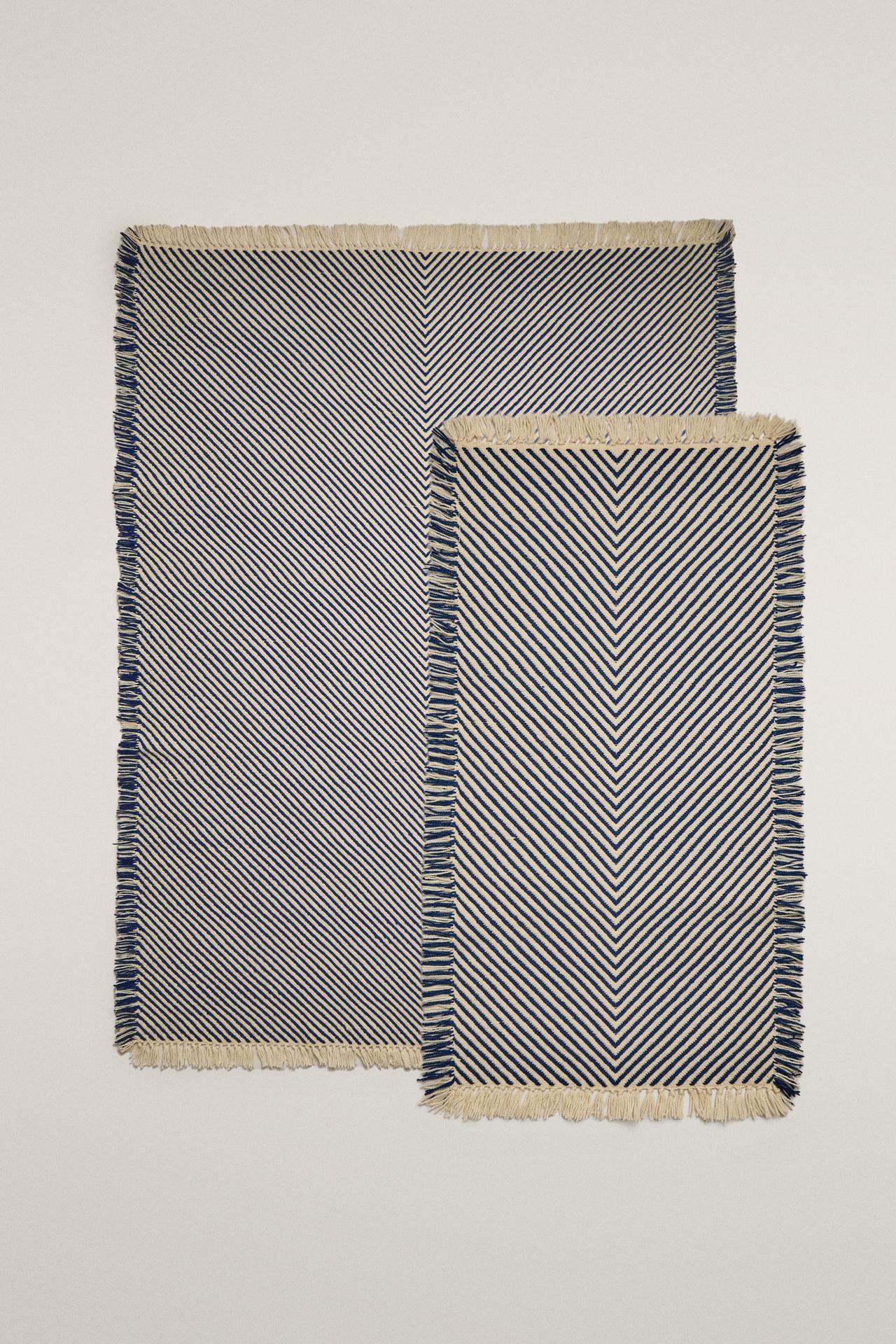 KIDS' WOOL RUG — Ecru / Blue