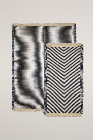 KIDS' WOOL RUG — Ecru / Blue 2