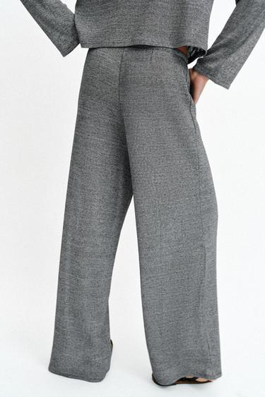 RUSTIC STRAIGHT-LEG TROUSERS - Grey marl by Zara - Image 5