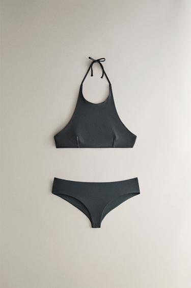 BEACH HALTER BIKINI TOP - Grey by Zara - Image 3
