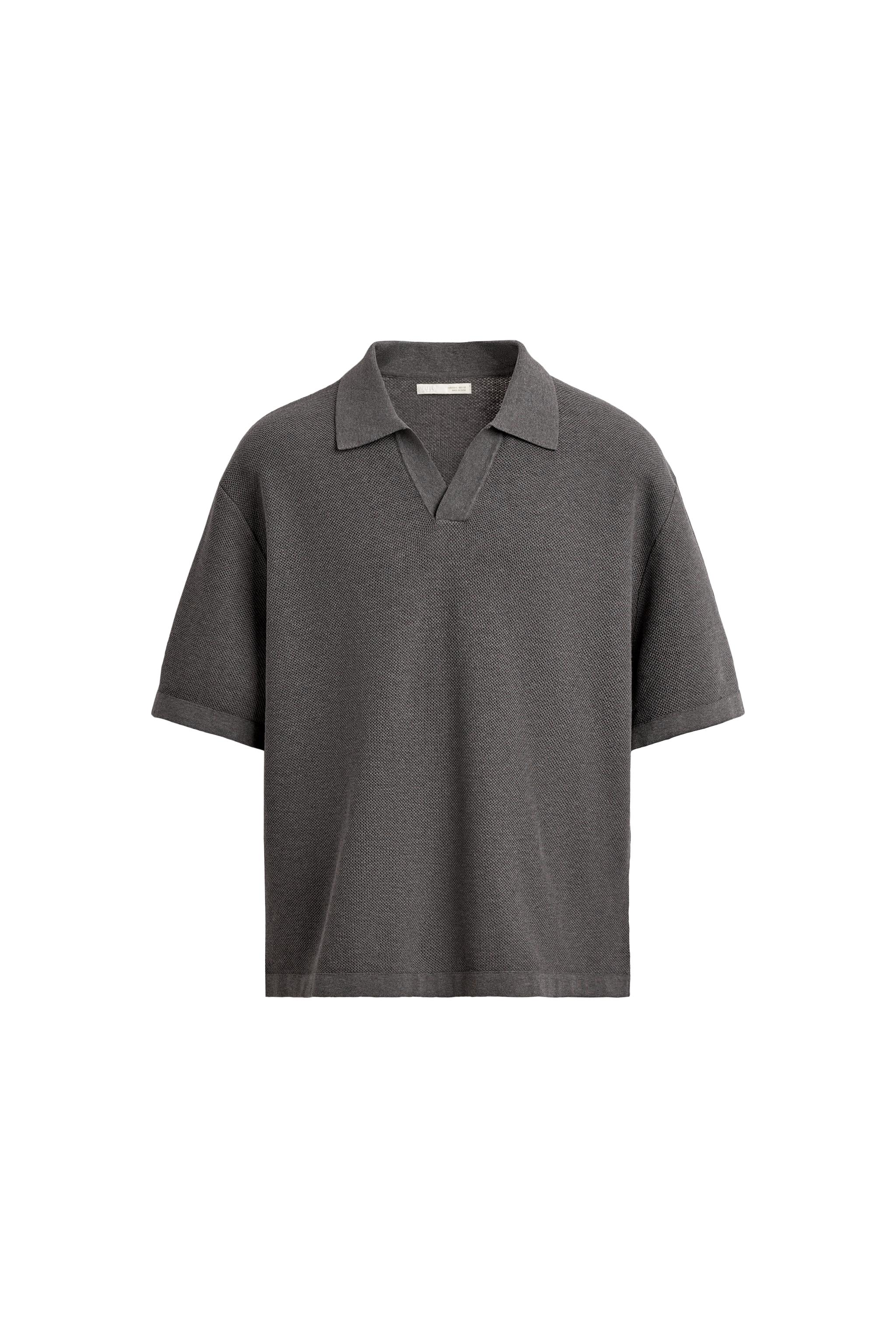 RELAXED FIT KNIT POLO SHIRT - Grey | ZARA Turkey