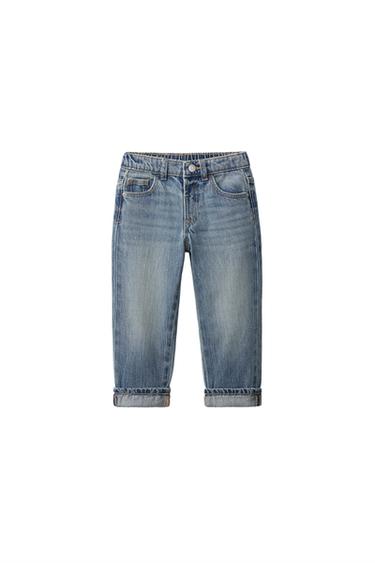 Zara TOPSTITCHED STRAIGHT JEANS - Blue