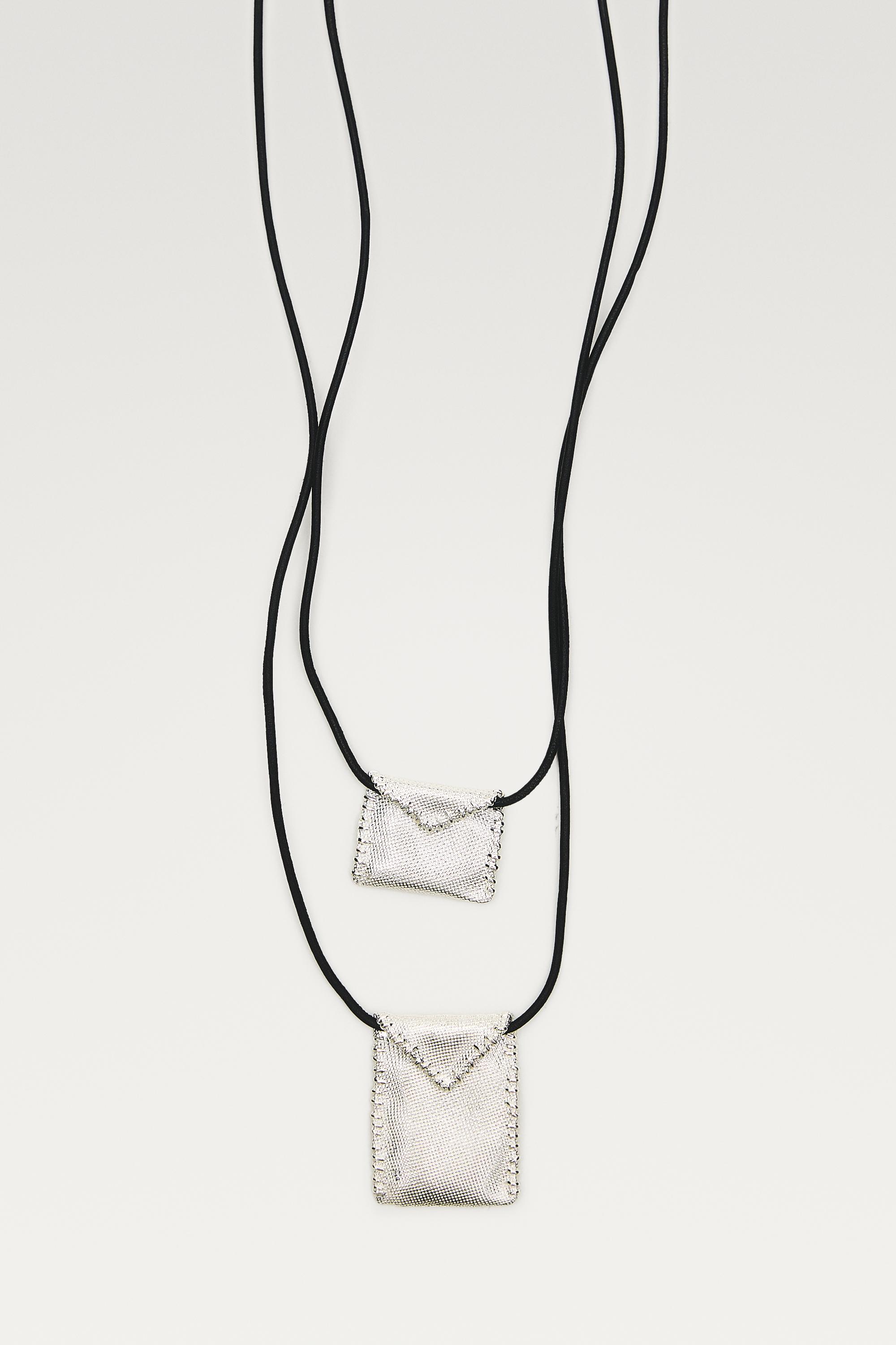 Envelope cord necklace — Silver