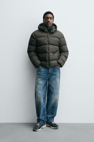WATER-REPELLENT HOODED PADDED JACKET - Green by Zara
