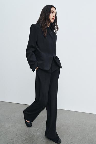 Zara HIGH-WAISTED PINSTRIPE PANTS ZW COLLECTION - striped