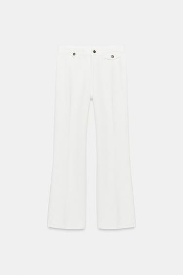 Zara TEKSAD ZW COLLECTION FLARE KÕRGE VÖÖKOHAGA - Valge - Pilt 0