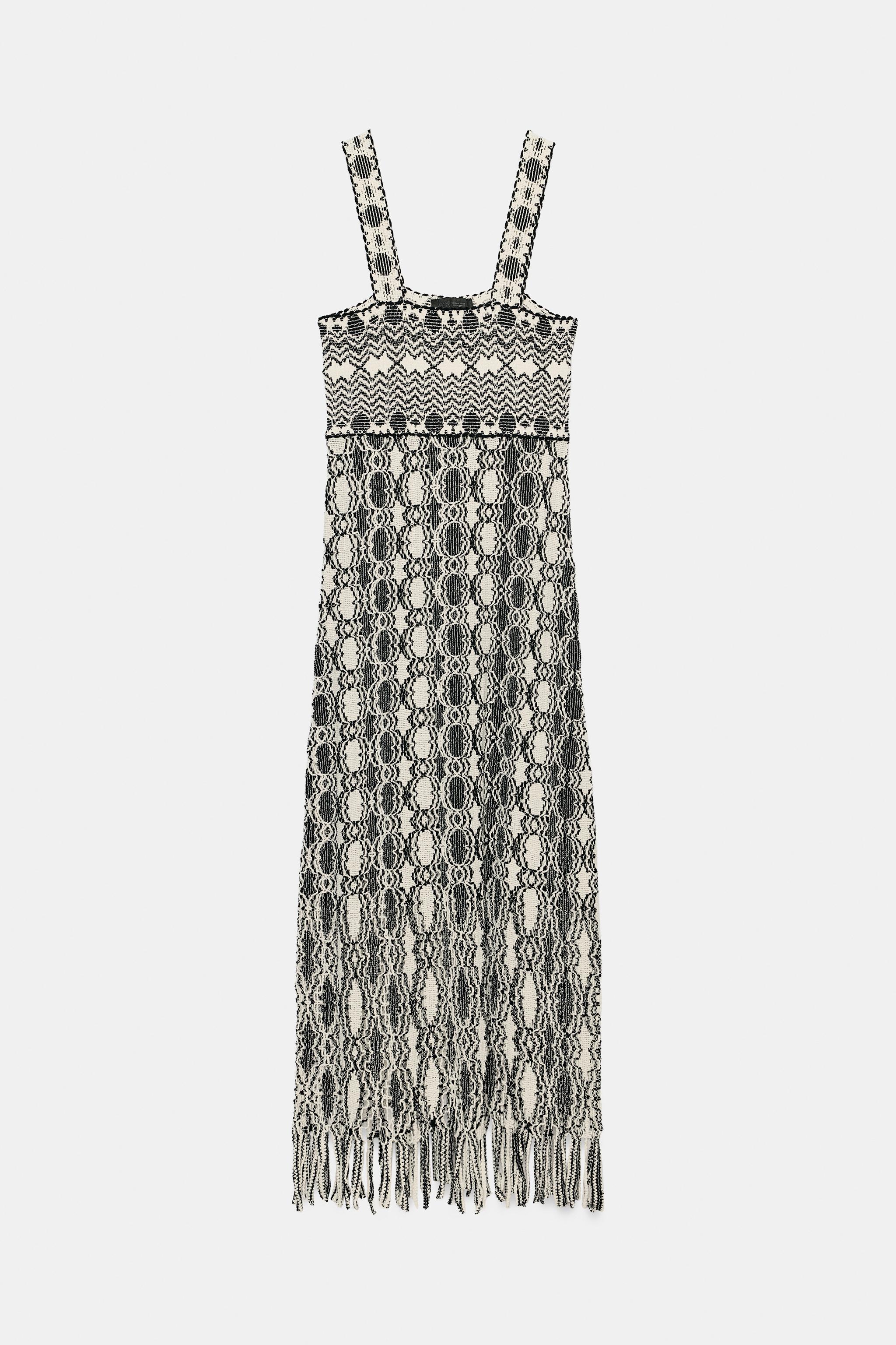 Zara FRINGED KNIT DRESS — фото 6